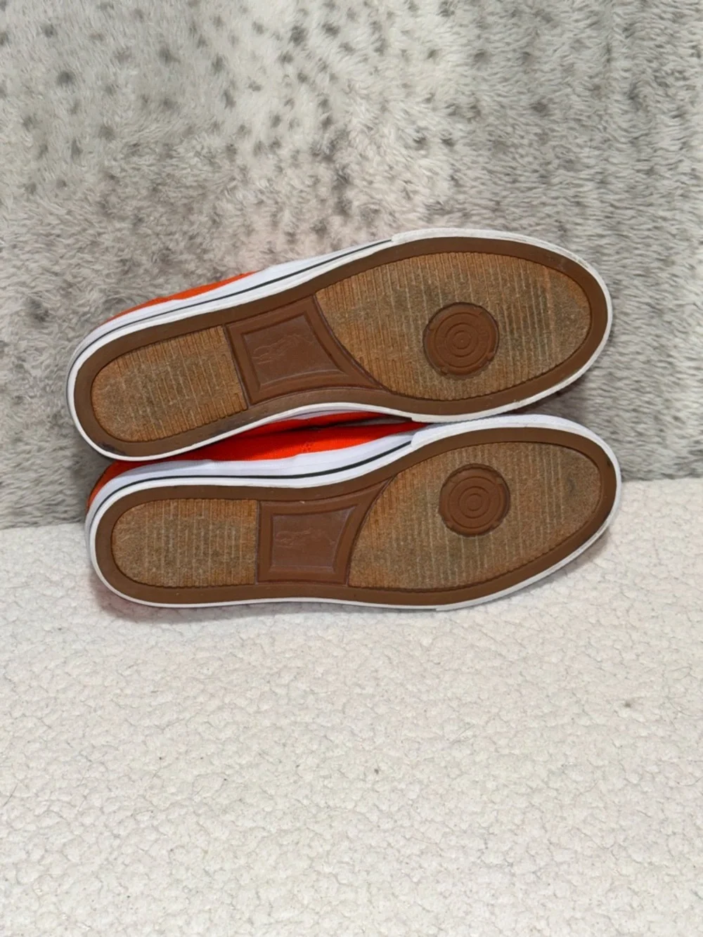Polo by Ralph Lauren Vaughn Orange Canvas Sneakers with Brown Trim Men Sz 10.5D
